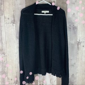 NWOT Ann Taylor LOFT black fringe sweater size Small
